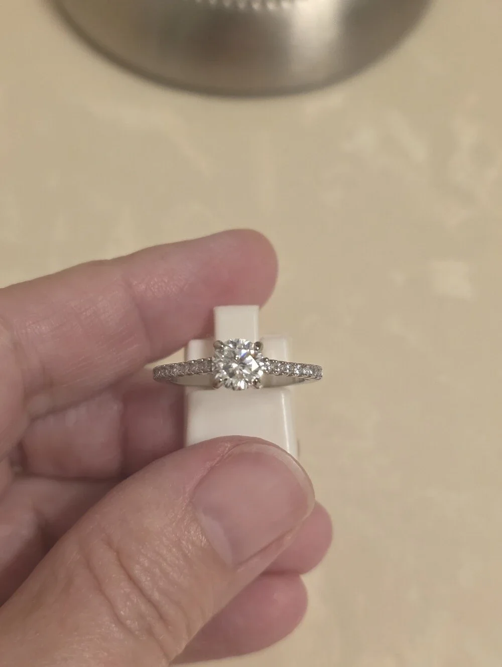 Silver CZ Solitaire Ring Size 8
